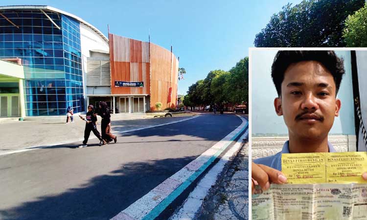TKP: Lokasi motor korban hilang saat diparkir. Inset korban menunjukkan surat-surat kendaraannya. (Inneke Agustin/ Radar Bromo)