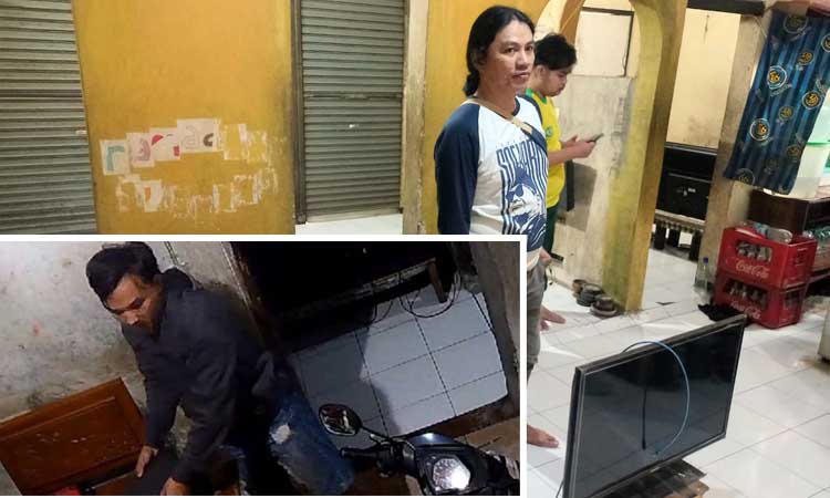 Muhammad Nur, 41, di lokasi rental PlayStation (PS) miliknya di Jalan Letjen Sutoyo, Kelurahan Tisnonegaran, Kota Probolinggo. Inset pelaku yang terekam CCTV.