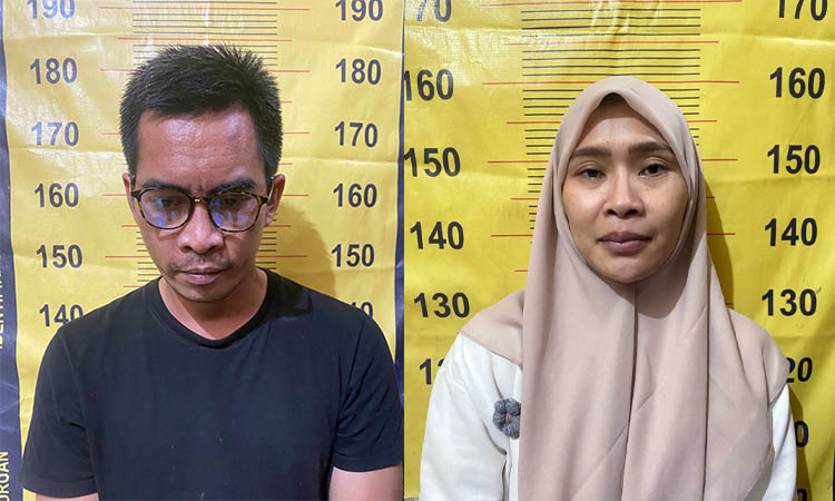 KOMPAK: Bahrul Ulum dan istrinya, Yun&rsquo;aini yang diringkus polisi atas kasus peredaran narkoba, jenis sabu-sabu.