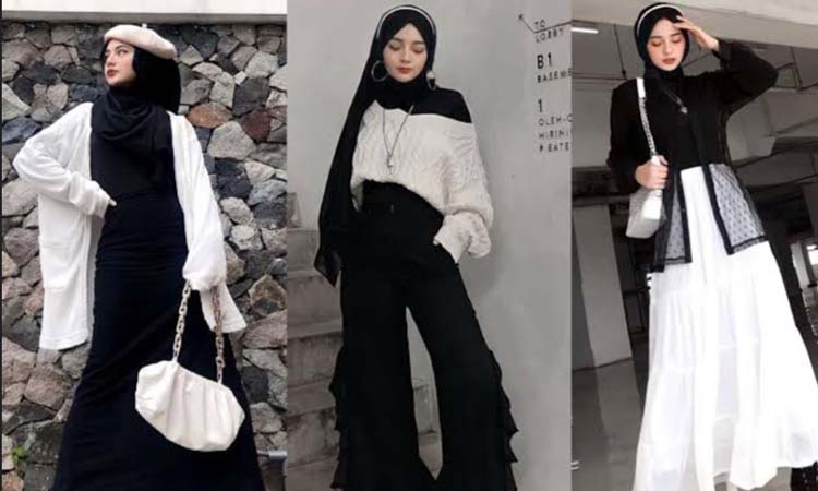 Sejumlah contoh hijab style monokrom.