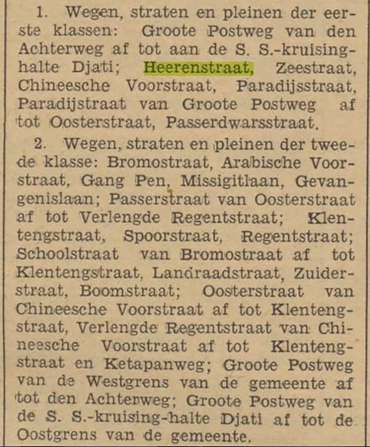 KORAN LAMA: Potongan koran lama De Indische Courant edisi tanggal 29 Januari 1935 yang memuat 4 kelas jalan Probolinggo usulan Wali Kota Probolinggo pertama, Ferdinand Edmond Maijer.