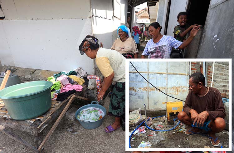 MATI: Aliran air bersih ke Pulau Gili Ketapang, Kecamatan Sumberasih, Kabupaten Probolinggo, terhenti total sejak Jumat (22/11). Pipa bawah laut Perumdam tersangkut jangkar kapal nelayan.