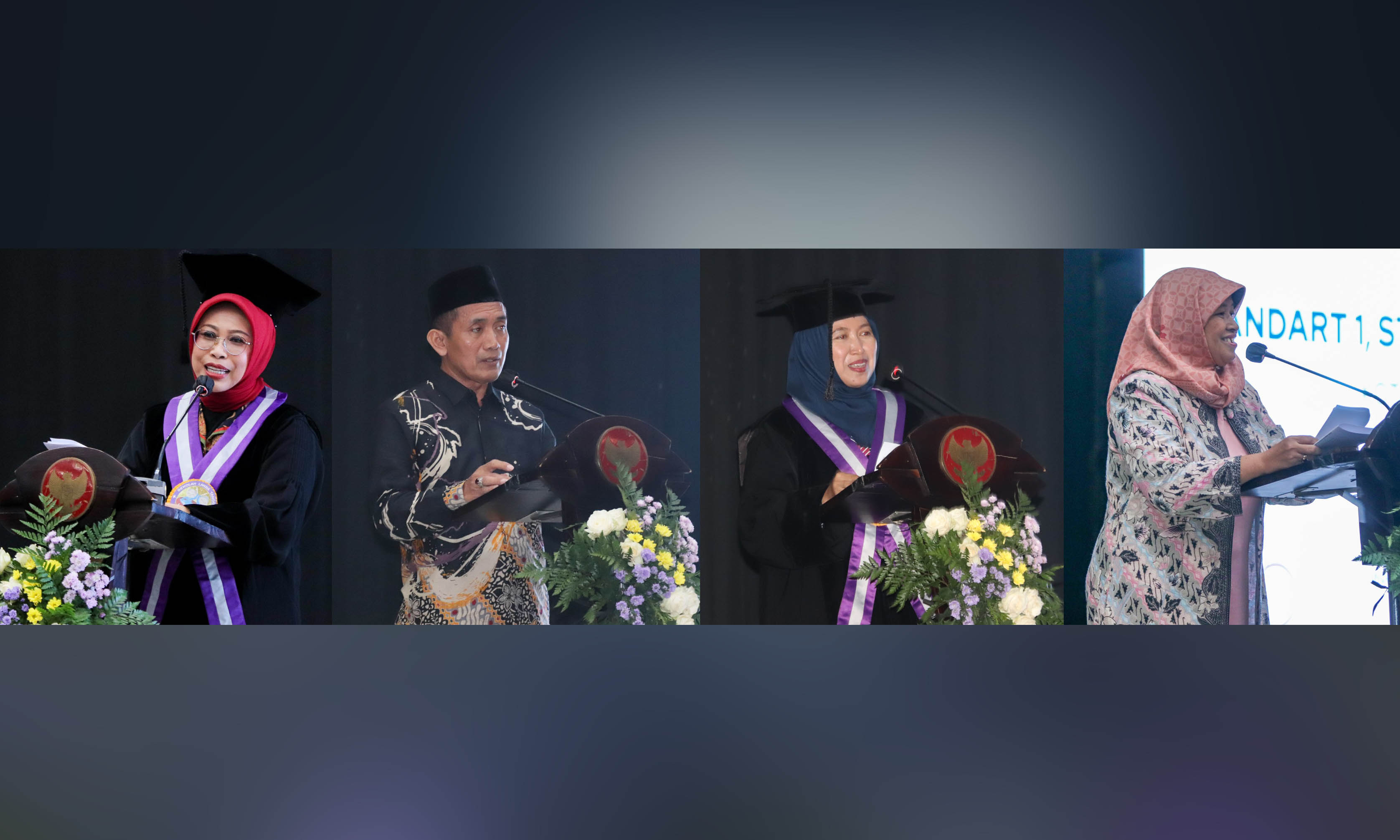 DARI KIRI: Istri Menteri Sosial Dra. Hj. Fatma Saifullah Yusuf; Plt Kepala DP3AKB Kota Pasuruan Ir. Sahari Putro MM; Ketua TIM BALAN (Balita dan Lansia)