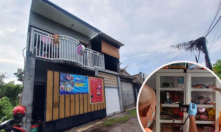 Rumah Irphan yang disatroni kawanan maling. Inset, petugas saat melakukan olah TKP. (Inneke Agustin/ Radar Bromo)