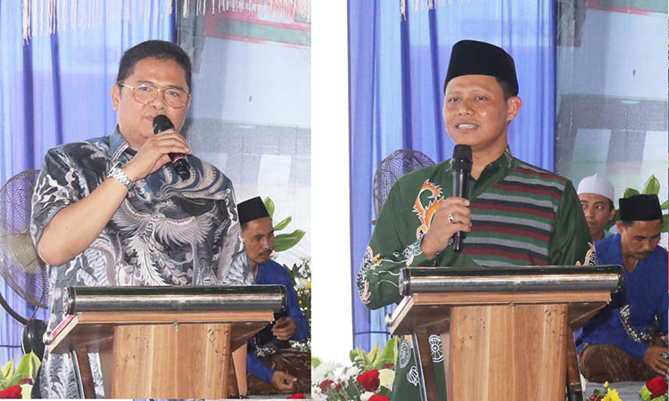 SAMBUTAN: Owner PO Pandawa 87 dan SPBU Kebonagung Gunawan Agung Aprilianto - Wakil Wali Kota Kota Pasuruan Terpilih Mokhammad Nawawi.