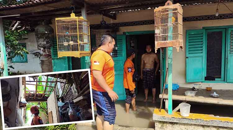 KEBANJIRAN: Salah satu rumah warga Kota Pasuruan, kebanjiran. Serta, rumah Sugeng Riyadi, warga Kelurahan Bakalan, Kecamatan Bugul Kidul, ambrol.