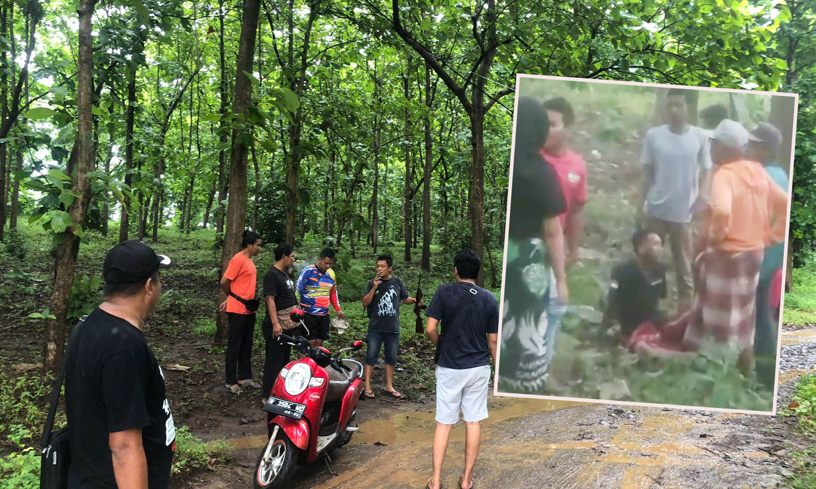 SEPI: Polisi melakukan olah TKP di Jalan Kedungpengaron yang menjadi lokasi Nadif dibegal. Inset, Korban saat masih berada di lokasi.