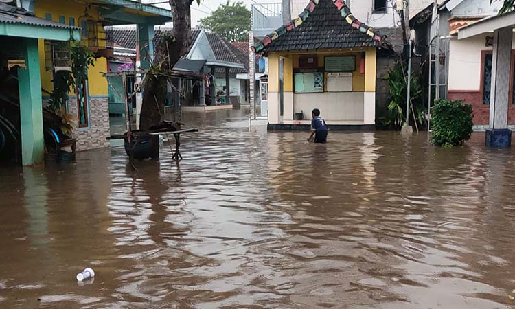 Kondisi salah satu pemukiman di Winongan, Kabupaten Pasuruan yang terendam banjir. (BPBD for Radar Bromo)