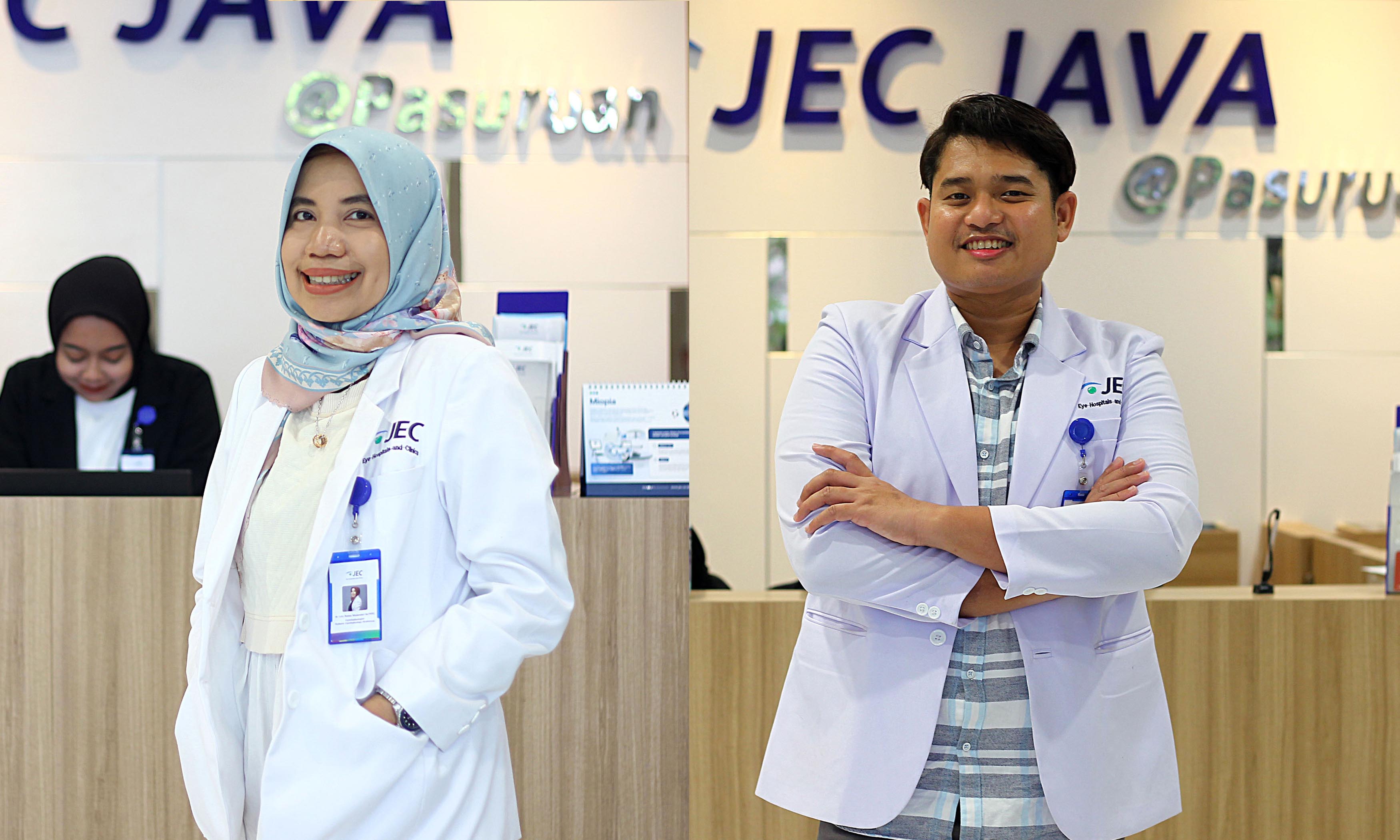 PROFESIONAL: Direktur PT SPMH / JEC JAVA @ Pasuruan, dr. Lely Retno W., Sp.M(K) (kiri)- Kepala Klinik Utama Mata JEC JAVA @ Pasuruan, dr. Eka Bayu P. Warnerin, SpM (kanan).