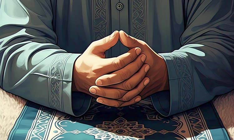 Ilustrasi orang membaca niat. (Meta AI)