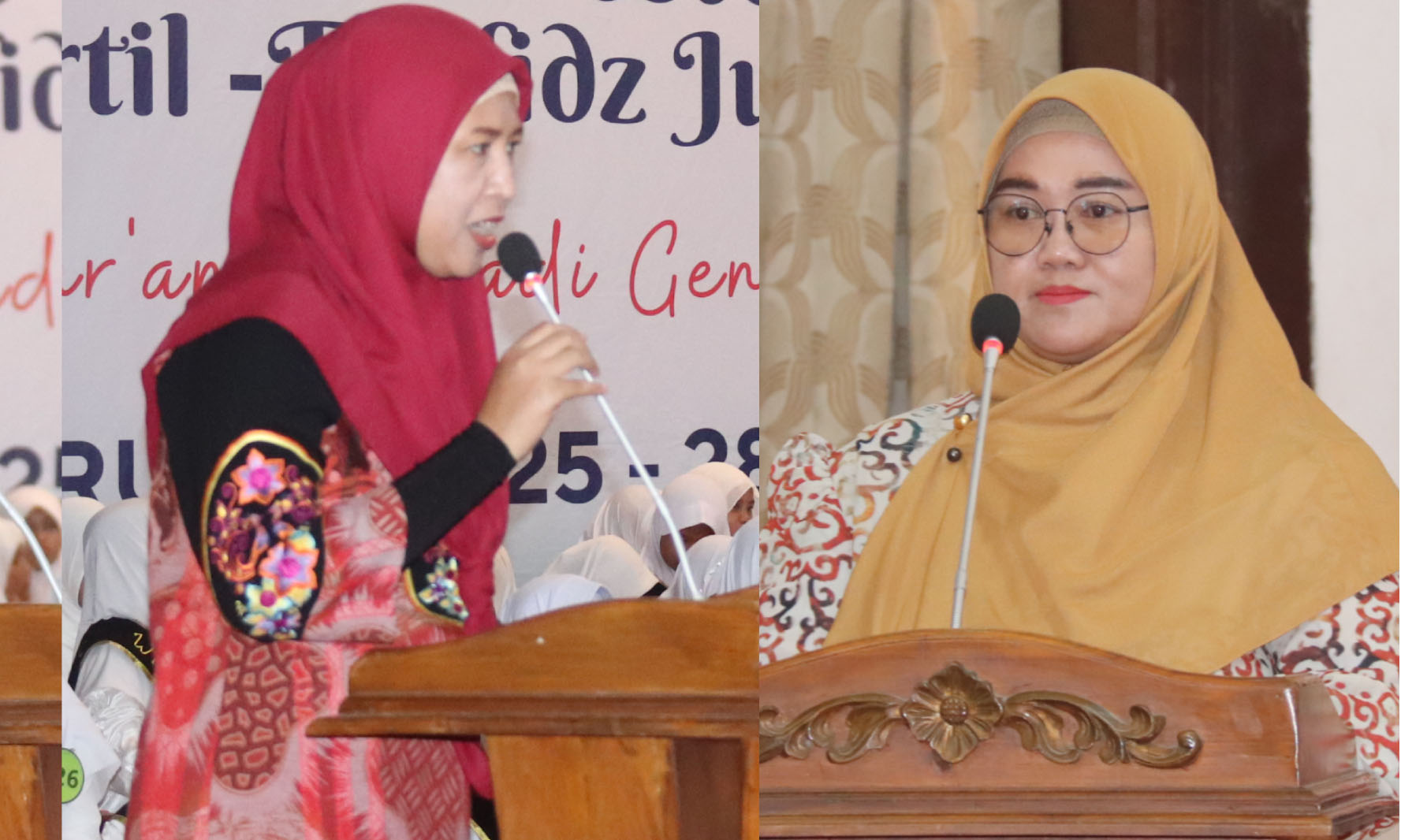 SAMBUTAN: (dari kiri ke kanan) Kabid Tenaga Pendidik dan Kependidikan Anita Rachmawati, S.PSi, M.AP &ndash; Perwakilan Wali Murid Dian Anggraeni Santoso.
