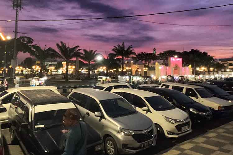 BERJEJER: Sejumlah mobil parkir di sekitar Alun-alun Pasuruan. Retribusi parkir menjadi salah satu sumber PAD bagi Pemkot Pasuruan.