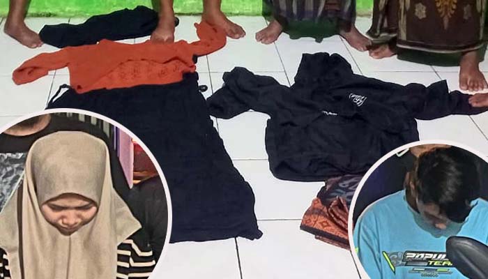 BARANG BUKTI: Sejumlah barang bukti yang diamankan dari tangan pelaku. Inset kedua pelaku pasutri saat ditangkap. (Istimewa)