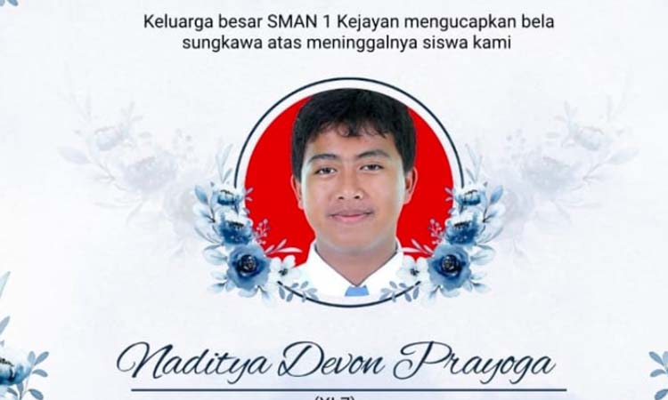 BERDUKA: Korban Naditya Devon Prayoga semasa hidup.