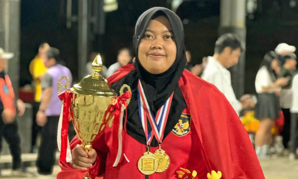 LEVEL ASIA: Anjani saat meraih emas di International Championship di Taiwan.