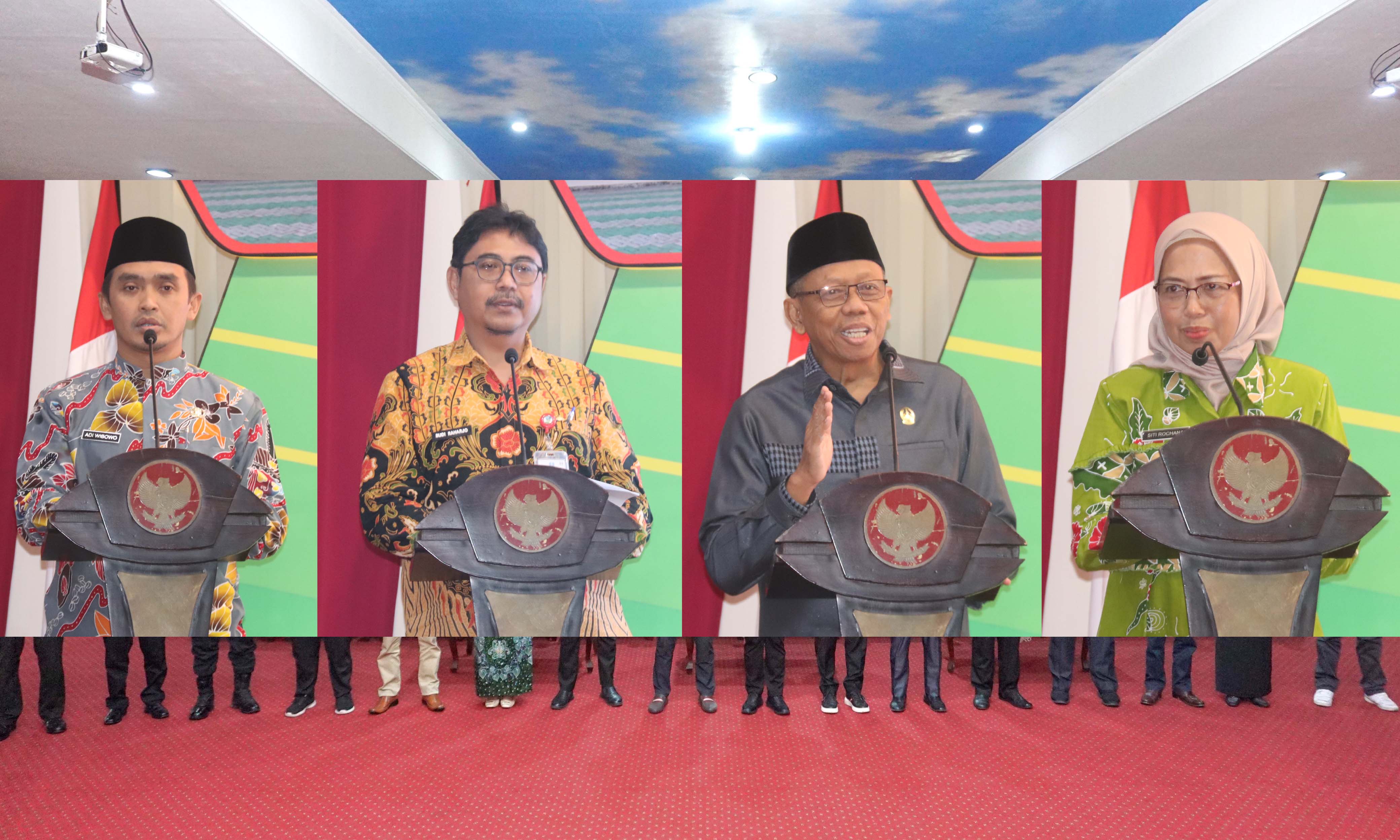 PAPARAN: Dari kiri : Wali Kota Pasuruan H. Adi Wibowo, S.TP. M.Si - Staf Ahli Bidang Kemasyarakatan Provinsi Jawa Timur Budi Raharjo, SE, M.Si - Ketua DPRD Kota Pasuruan H. Mokhamad Toyib &ndash; Kepala
