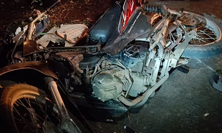 TKP: Motor Honda Fit X berada di TKP sesaat setelah kejadian laka lantas di Desa Coban Blimbing, Kecamatan Purwosari, Minggu (30/3) malam.