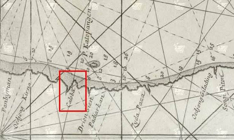 KUNO: Peta Probolinggo saat masih bernama Caleba yang dibuat oleh Samuel Thornton dan dipublikasikan pada tahun 1711.