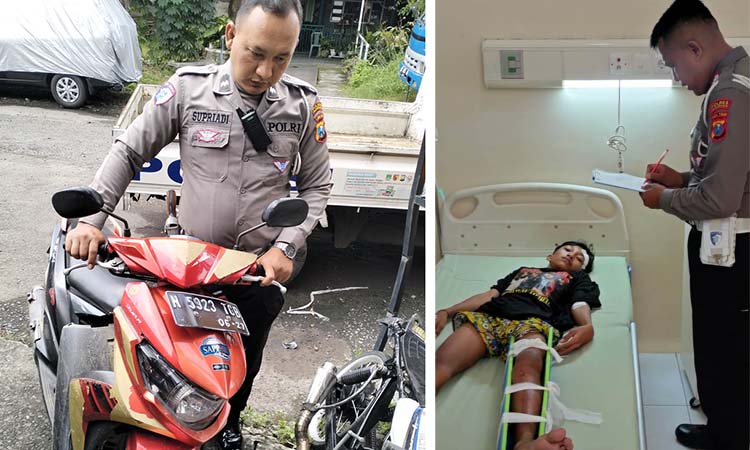 APES: Motor korban saat diamankan, inset korban saat dirawat di RS.