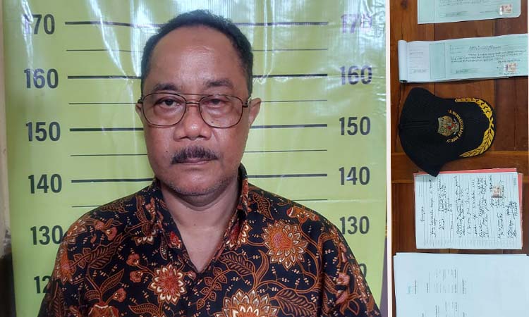 Muhammad Syairozi saat diamankan. Inset sejumlah barang bukti yang diamankan dari tangan pelaku.