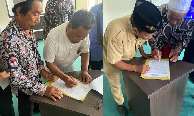 TANDATANGAN: Berita acara yang ditandatangani sejumlah pihak untuk persoalan Semare.