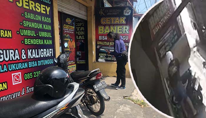 LOKASI: Lokasi parkir motor tempat percetakan di Ketapang, Probolinggo. Di tempat inilah, motor Honda Vario milik warga Banjarsari amblas dicuri. (Inneke-CCTV/ Radar Bromo)