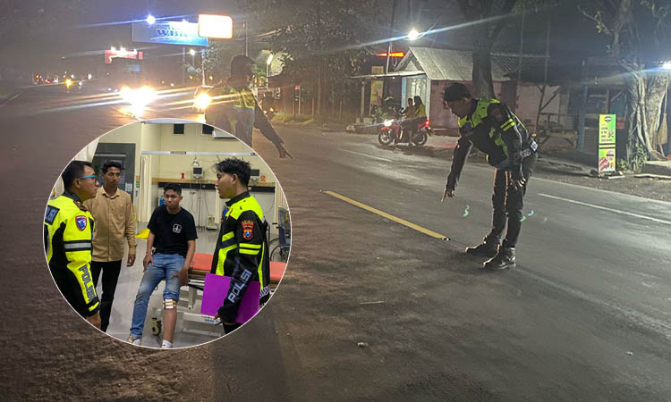 OLAH TKP: Personel Satlantas Polres Probolinggo Kota melakukan olah TKP di Jalan Raya Banjarsari masuk Desa Banjarsari, Sumberasih, Minggu (4/5