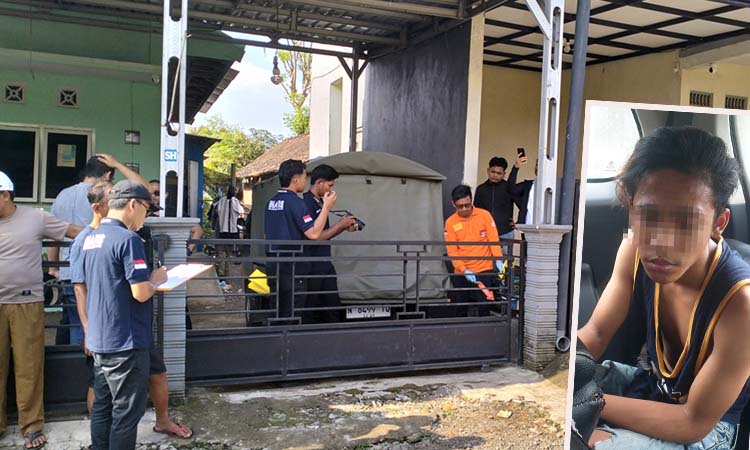 Petugas saat melakukan olah TKP pencurian pikap oleh komplotan Upin-Ipin di Purwosari, Pasuruan. Inset AR, salah satu pelaku yang tewas didor. Saudara kembarnya berhasil kabur.