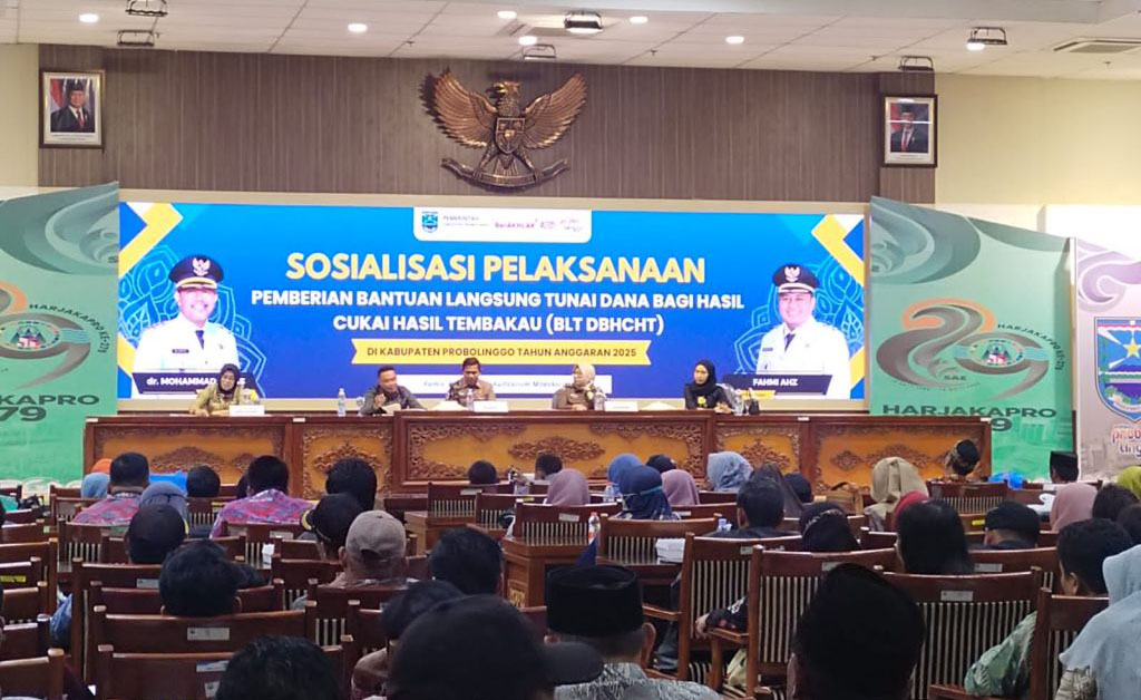 BEBER ANGGARAN: Sosialisasi yang dilakukan Pemkab Probolinggo soal program Bantuan Langsung Tunai Dana Bagi Hasil Cukai Hasil Tembakau (BLT DBHCHT) tahun anggaran 202