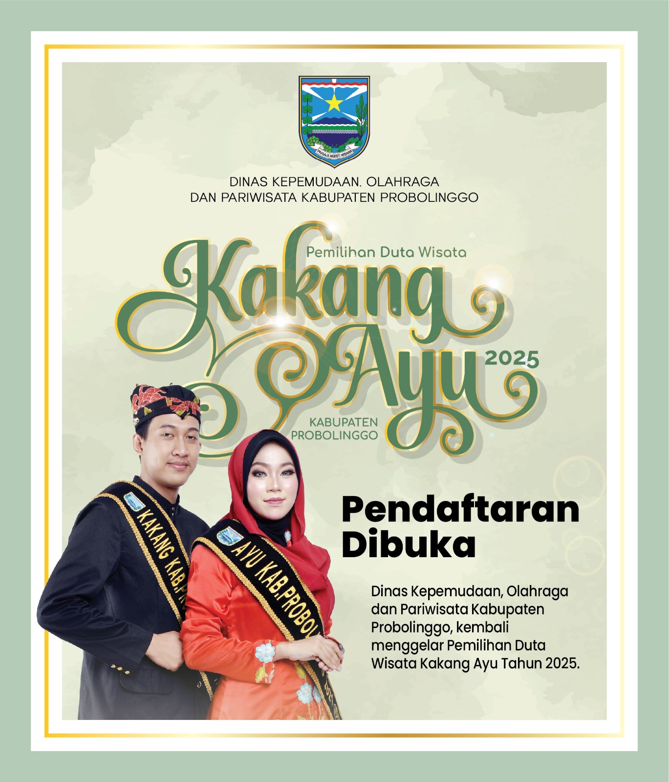 Pemilihan duta wisata Kakang Ayu Kabupaten Probolinggo.