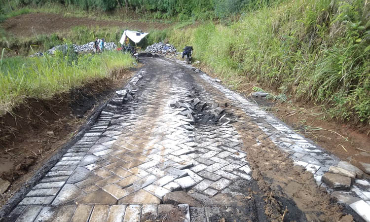 NYAMAN: Pembangunan pavingisasi di Dusun Sapih, Desa Sapih, Kecamatan Lumbang