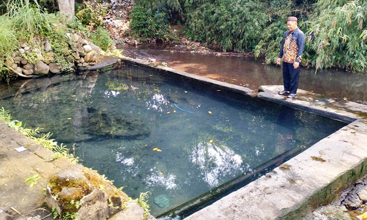 MENYEGARKAN: Air sumber yang ditampung dalam kolam. Tampak menyegarkan.