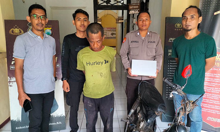 DIAMANKAN: ZH yang sempat dimassa karena diduga mencuri laptop di rumah warga.