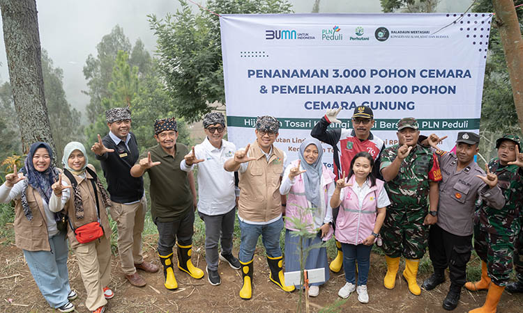 TANAM: PLN Peduli dan Baladaun Mertasari gelar tanam 3 ribu pohon dan pemeliharaan 2 ribu pohon cemara gunung di Tosari, Kamis (5/6).