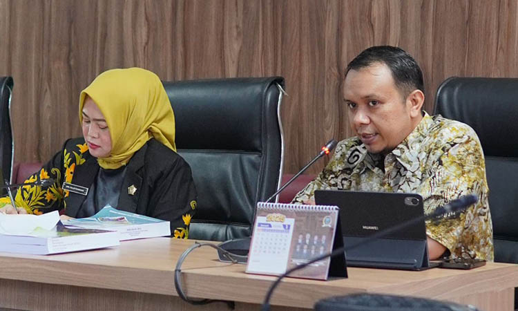 PAPARKAN: Wakil ketua pansus ranwal RPJMD, Khairul Anam memberikan pemaparan catatan Rancangan Awal Rencana Pembangunan Jangka Menengah Daerah (Ranwal RPJMD)