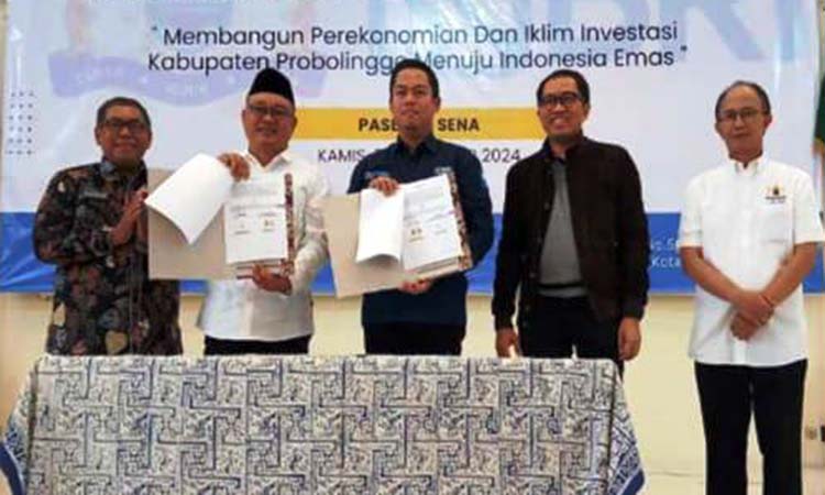 APRESIASI: Wamenperin RI, Faisol Riza [dua dari kanan] mengapresiasi Kadin Kabupaten Probolinggo dalam sinergi menuju Indonesia Emas 2045.