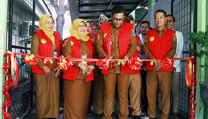 Bupati Probolinggo dr. Mohammad Haris didampingi Kadinkes dr. Hariawan Dwi Tamtomo, M.Mkes. dan Direktur RSUD Waluyo Jati Dr. dr. Hj. Yessi Rahmawati, Sp.OG(K)., M.H., M.Kes., FISQua. saat peresmian