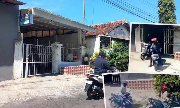 KEBOBOLAN: Parkiran untuk jemaah Masjid Taqwa yang dibobol. Inset, empat pelaku yang terekam CCTV saat beraksi. (Inneker Agustin-CCTV/ Radar Bromo)