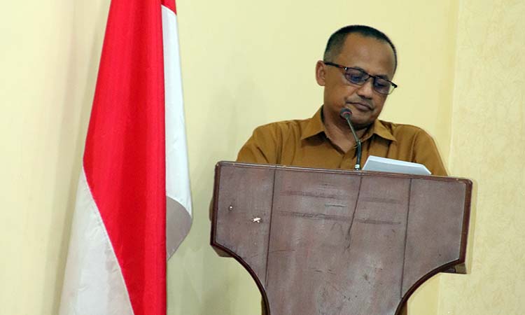 SAMBUTAN: Wali Kota Probolinggo yang dihadiri oleh Staf Ahli Slamet Swantoro saat menyampaikan sambutan.