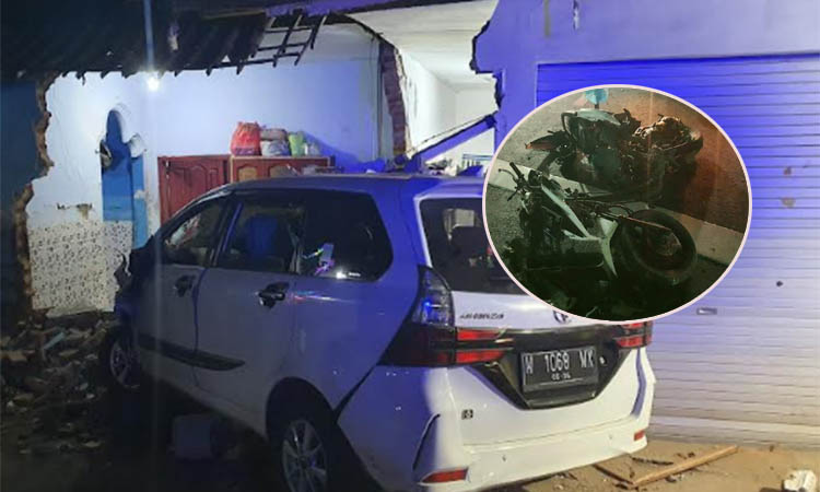 KASUS RUMIT: Rumah warga di Jalan KH Mansyur yang temboknya jebol setelah ditabrak mobil Avanza yang dikemudikan remaja MR. Sebelumnya Avanza menabrak motor hingga premotor tewas.