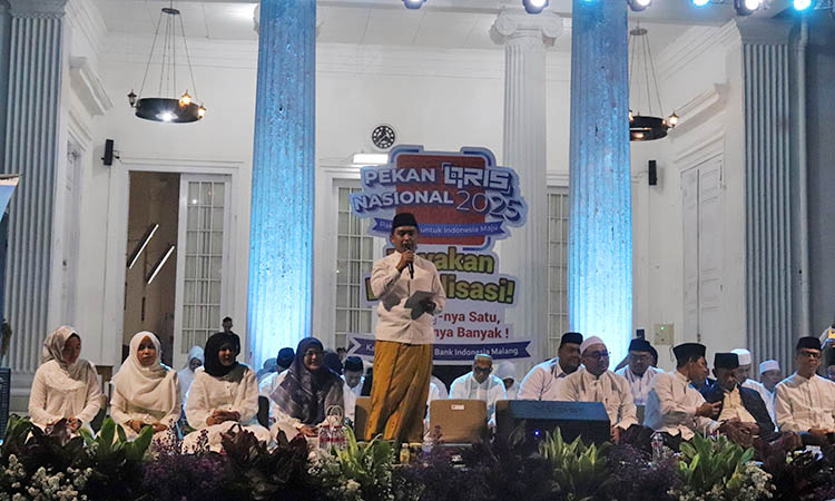 APRESIASI: Wali Kota Pasuruan Adi Wibowo dalam sambutannya memberikan apresiasi kepada Bank Indonesia atas dipilihnya Kota Pasuruan sebagai lokasi acara.
