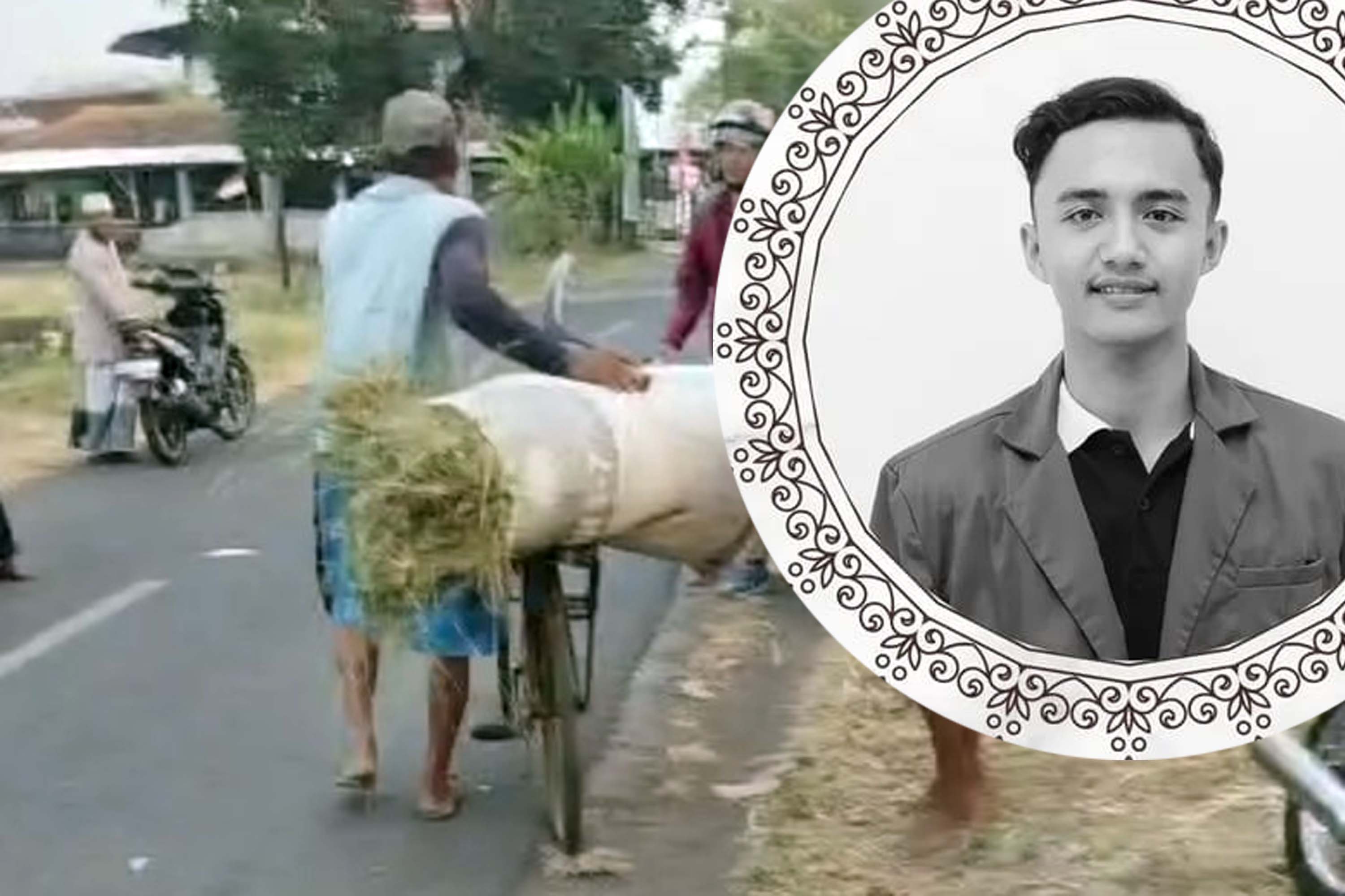 TKP: Lokasi tabrakan di Tegalsiwalan, Probolinggo. Inset korban semasa hidup.