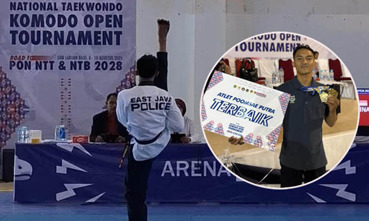 BANGGA: Bripda Muhammad Firman, anggota Sat Samapta Polres Probolinggo Kota saat bertanding di Kejuaraan Nasional Komodo Open 2025, di Labuan Bajo, Nu