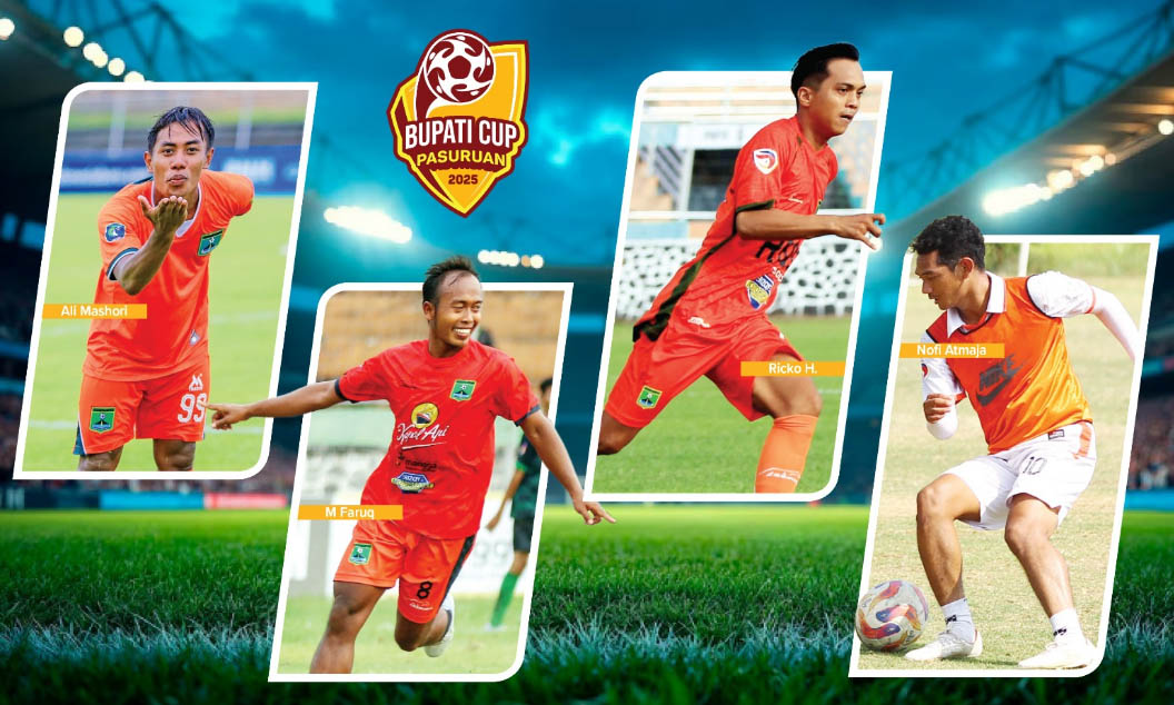 BAKAL BERLAGA: Ali Mashori, Ricko Hardiansyah, M Faruq, Nofi Atmaja yang merupakan eks Persekabpas dan akan membela timnya masing-masing saat Piala Bupati nanti.