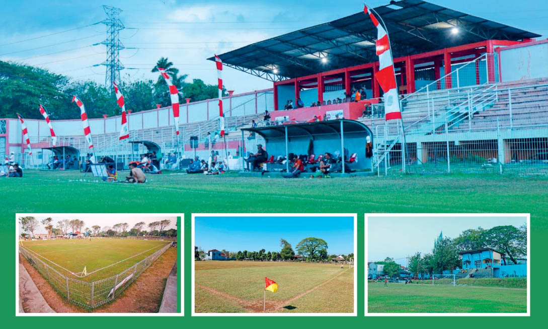 TEMPAT LAGA: Stadion R Soedrasono, Pogar, Bangil dan tiga lapangan di Kabupaten Pasuruan yang akan menjadi venue Bupati Pasuruan Super League 2025.