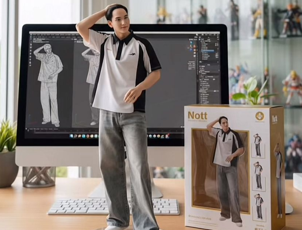 Contoh gambar foto Action Figure 3D realistis.