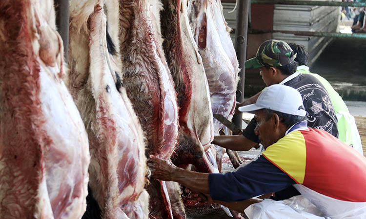 POTONG: Layanan pemotongan RPH yang ada di Kota Pasuruan. Momen Maulid Nabi Muhammad, tak mengerek tingkat penyembelihan sapi.