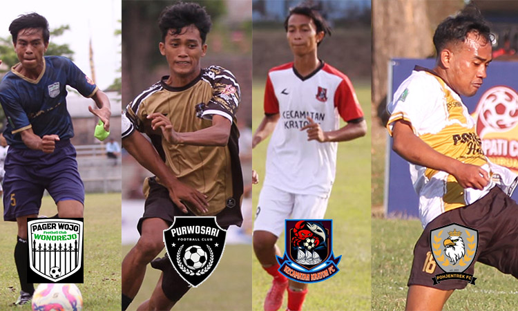BAKAL DITURUNKAN: Winger Wonorejo Pagerwojo Misbahul Munir, Gelandang Purwosari FC Pa&rsquo;at, M Jihad pemain Kraton FC dan pemain Pohjentrek FC Tegar Ilhansyah.