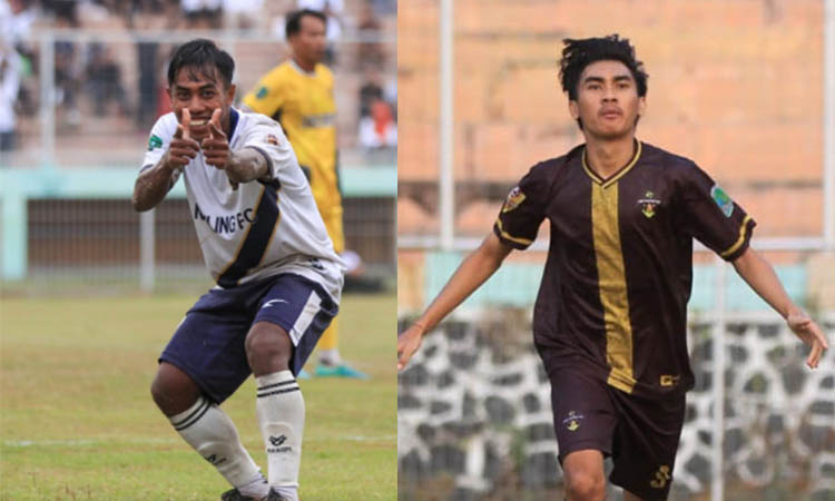 GOL TERBANYAK-PEMAIN TERBAIK: Striker Nguling FC Ali Mashori yang mencetak brace di final .  Kanan, M Husyen pemain depan dan playmaker Gempol FC.