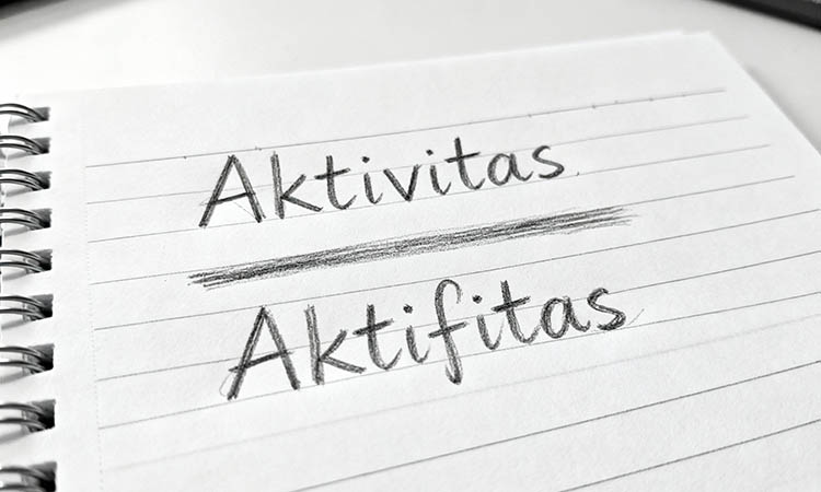 Penulisan kata yang benar, Aktivitas atau Aktifitas.